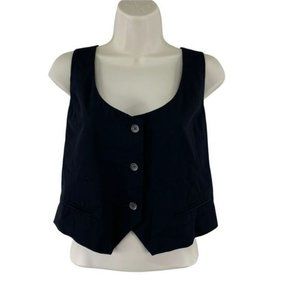 Target Button Front Vest Womens XS Black Lined Faux Pockets Button Back